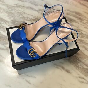 Gucci Marmont Electric Blue Sandals w/ box & dust bag size 12 Us 42 Italy